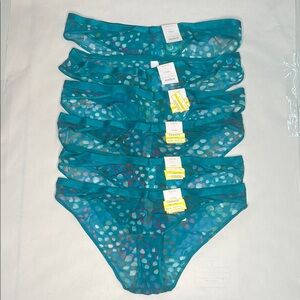 Auden Women’s M 6 Pack Underwear, Turquoise with Polka Dots, NWT